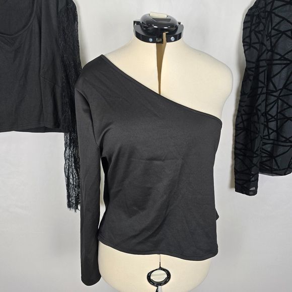 Shein Tops Women's 3XL Black Stretch Long Sleeve 3 Blouse Bundle Deal - Picture 3 of 11